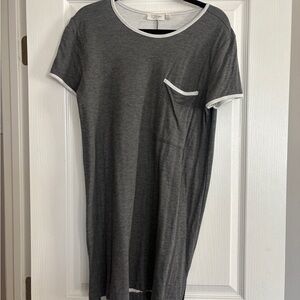 Gray Short Sleeve Dress with Pocket